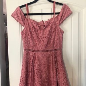 Mauve cold shoulder mini dress